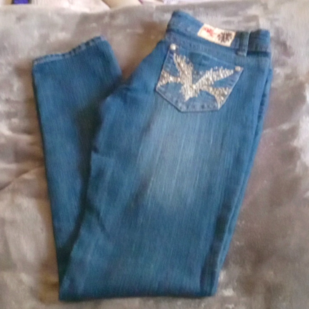Botin Jeans Distressed Medium Wash Embellished Pockets Size9
